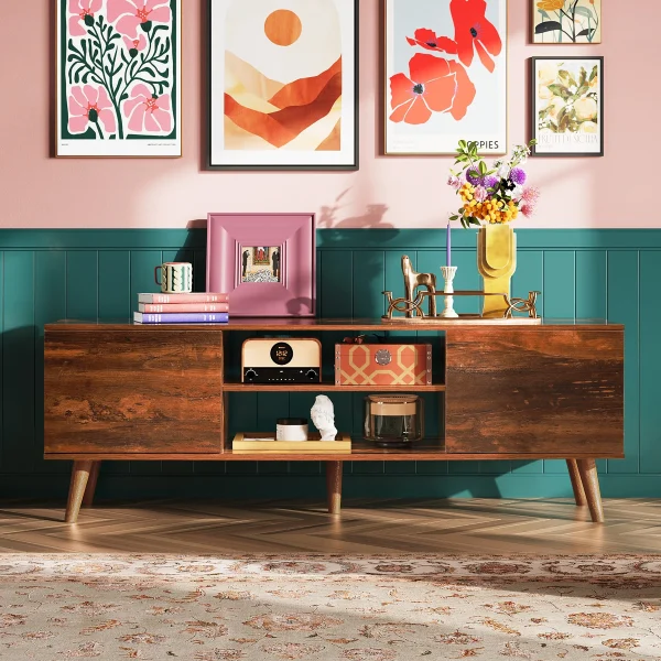 TV Stand Mid Century Modern TV Console Entertainment Center for Living Room