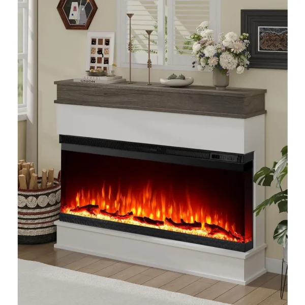 3-Sided View Electric Fireplace Insert Minimalist Mantel 12 Color Flame Effect 1500/750 Watt Heater Remote Control