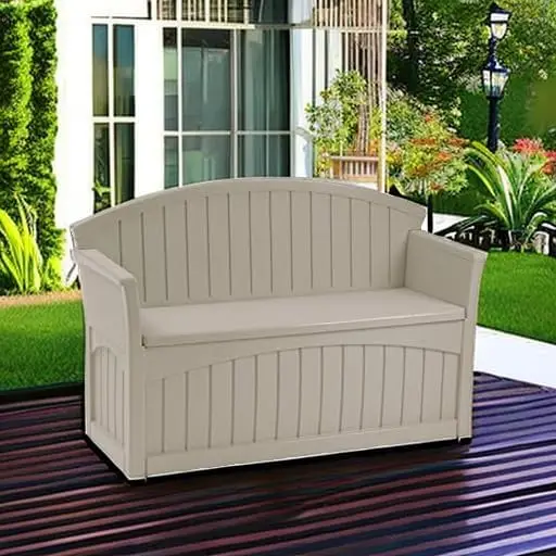 50 Gallon Patio Bench with Storage - Decorative Resin Outdoor Patio Bench