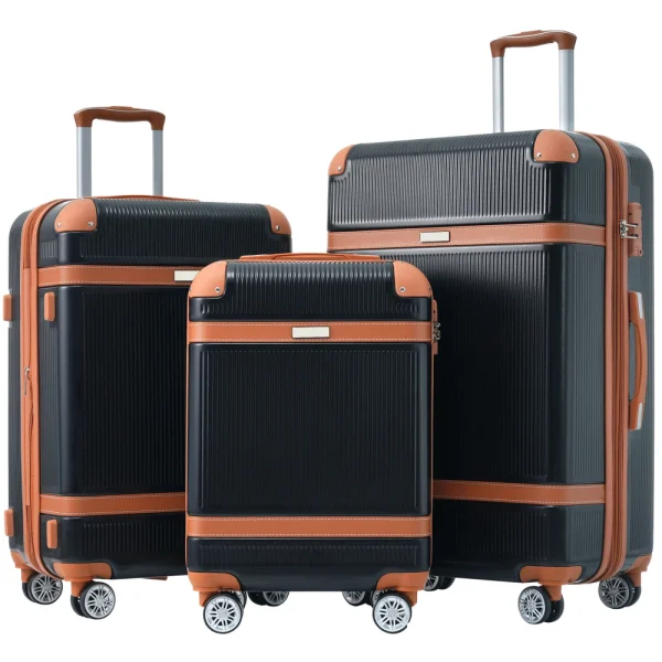 Hard shell Luggage Sets 3 Piece Double Spinner 8 Wheels