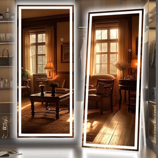 Full Length Halo Backlit Mirror with LED Dimmable Lighting